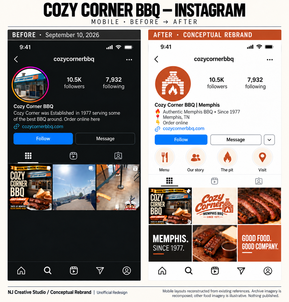 Cozy Corner BBQ mobile social presentation