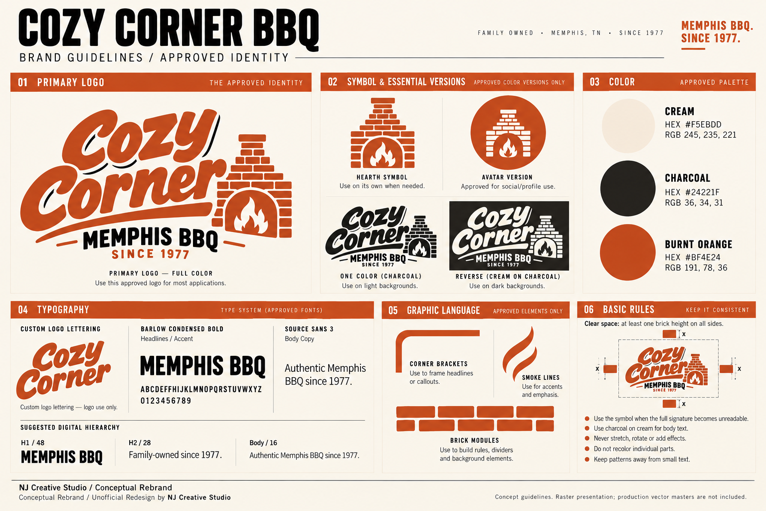 Cozy Corner BBQ identity system