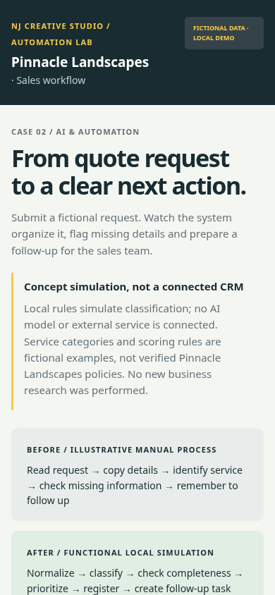 Pinnacle Landscapes workflow demonstration on mobile